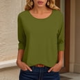 thumbnail image 2 of Towmus Womens Tops 3/4 Sleeve Solid Color Crew Neck T Shirt Oversized Casual Women Blouse Business Work Summer Dresses S-3XL Under $6, 2 of 6