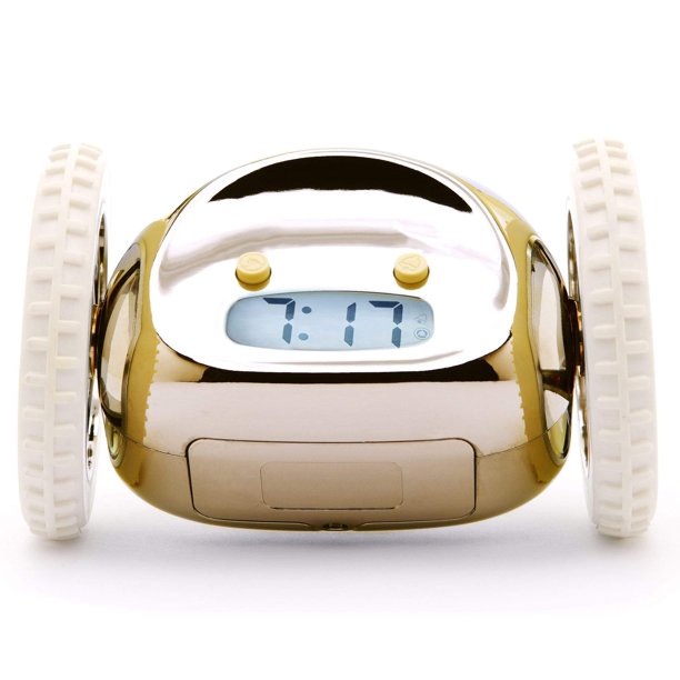 Clocky Alarm Clock On Wheels Original Extra Loud For Heavy Sleeper Adult Or Kid Bedroom Robot Clockie Funny Rolling Run Away Moving Jumping Gold Walmart Com Walmart Com