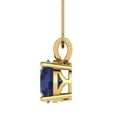 thumbnail image 3 of 3 ct Brilliant Round Cut Solitaire VVS1 Genuine Blue Sapphire Solid 14k Yellow Solid Gold Everyday Affordable Designer Necklace Pendant with 18" Solid Gold Chain by Clara Pucci, 3 of 7