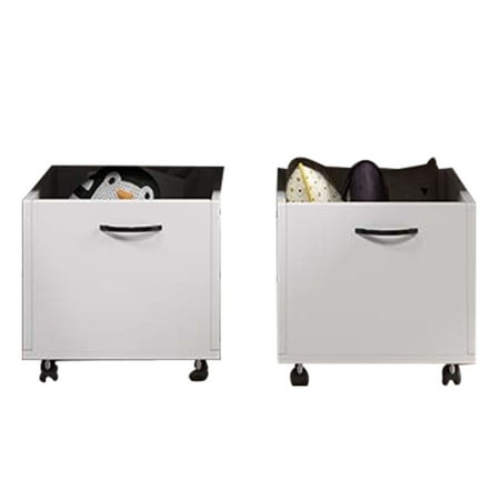 UPC: 0192551837454 | 20 Inch Multipurpose Storage Box with Caster Wheels  Set of 2  White- Saltoro Sherpi