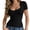 C-Black135, variant on Women Short Sleeve T Shirt Lace Trim Sexy Low Cut Scoop Neck Slim Fit Ribbed Basic Tee Stylish Tops