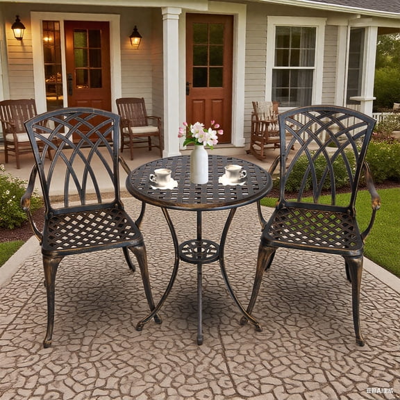 Withnture 3 Piece Bistro Set Aluminum Weather Resistant Bistro Table and Chairs Outdoor Bistro Set for 2, Outdoor Furniture for Patio Garden Porch Backyard
