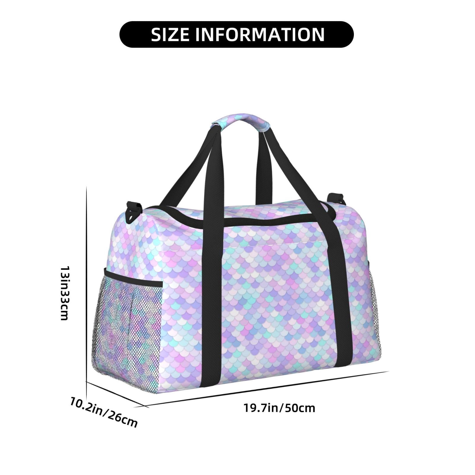 Fuzoiu Rainbow Scales Print Travel Duffle Bag,Carry On Tote Bags,Duffel Bag,Sport Gym Bag, Hospital Bag for Labor and Delivery, Overnight Bag,Luggage Bag