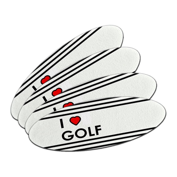 I Love Heart Golf Double-Sided Oval Nail File Emery Board Set 4 Pack
