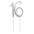 thumbnail image 5 of Worgeous Elegant Silver Alloy Cake Topper with Rhinestones for Birthday Party or Anniversary Decoration 16, 5 of 8