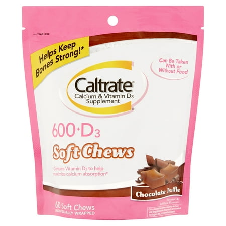 Caltrate 600 + D Le calcium truffe au chocolat et supplément de vitamine D, 60ct
