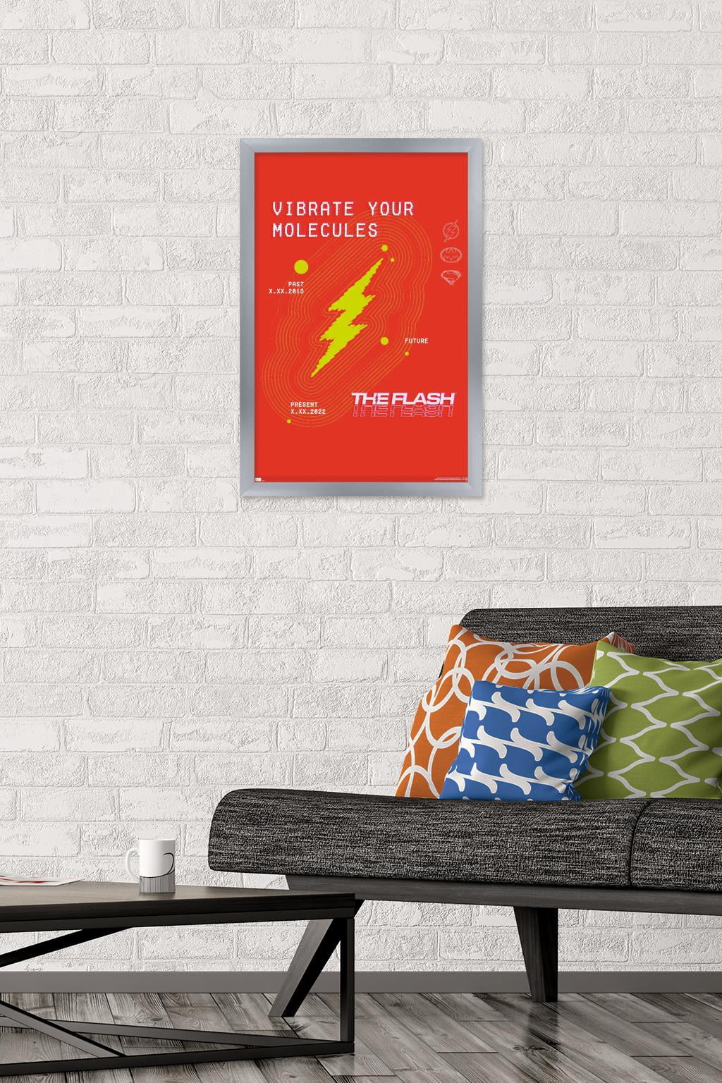 DC Comics Movie The Flash - Vibrate Your Molecules Wall Poster, 14.725" x 22.375" Framed