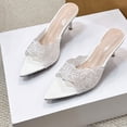 thumbnail image 6 of Xfvqtps Heeled Mules for Women Lace Embroidery Open Pointed Toe Slide Sandals Dressy Spring Summer Evening Party Pumps Shoes, 6 of 9