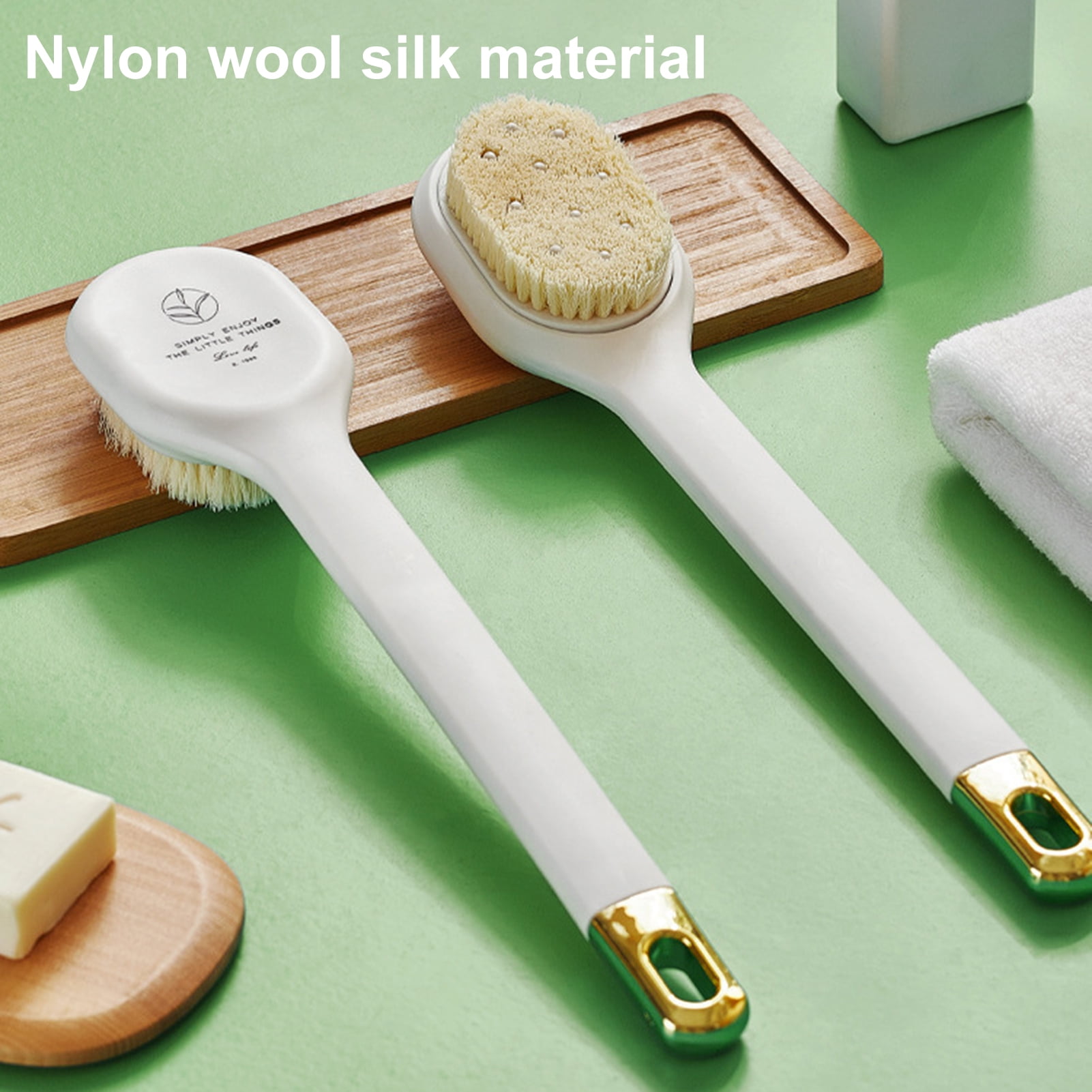 Honrane Long Handle Bath Brush with Builtin Massage Beads Soft