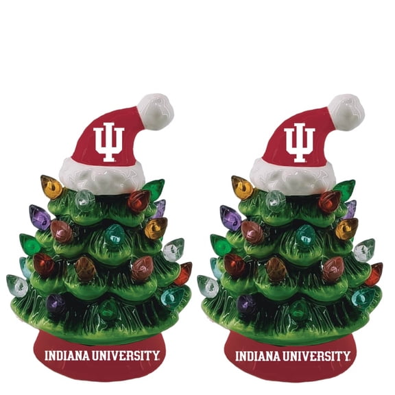 Indiana Hoosiers 2-Pack 4" Ceramic LED Christmas Tree Set