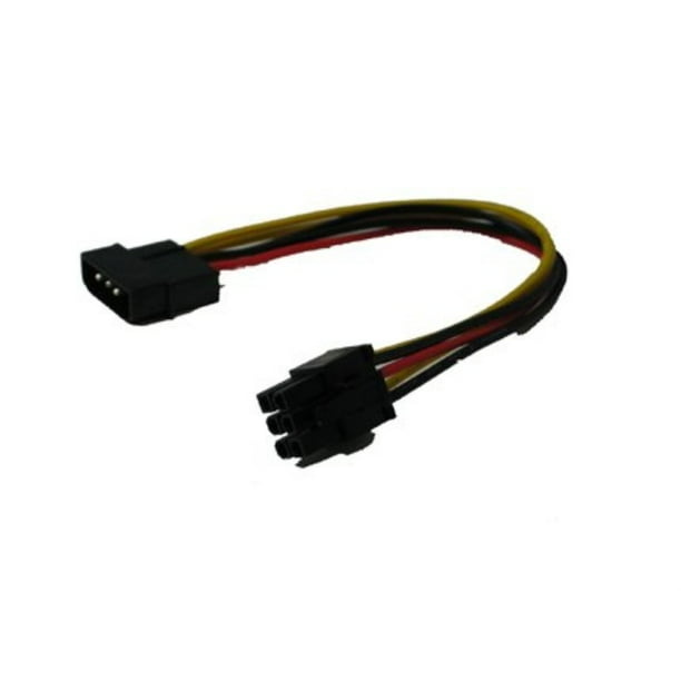 4 pin molex to 6 pin pciexpress pcie video card power adapter