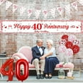 thumbnail image 3 of 40th Wedding Anniversary Decorations Happy 40th Ruby Wedding Anniversary Banner Red Ruby 40th Anniversary Balloons Bunting Triangle Flags Number 40 Foil Balloon, 3 of 7