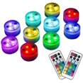 thumbnail image 1 of 10pcs Submersible LED Lights, Waterproof Lights with Remote for Vase Shower, Battery Operated Underwater Color Changing EFX Light for Easter, Halloween, 1 of 6