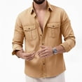 thumbnail image 6 of Vetsdori Winter Shirts for Men Outdoor Long Sleeve Button Down 1/4 Zipper Pockets Plain Casual Travel Mens T-Shirts Collar, 6 of 7