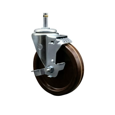 5 Inch High Temp Phenolic Wheel Swivel 7/16 Inch Grip Ring Stem Caster Brake