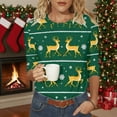 thumbnail image 7 of Cadancy Christmas Sweatshirt for Women 3/4 Sleeve Funny Graphic Crewneck Blouses Xmas Dressy Casual Fashion Tops Party Holiday Pullover Shirts, 7 of 7