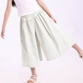 thumbnail image 3 of KyCheLot Kids Girls Solid Color Capris Pants Summer Pleated Wide Leg Elastic Waist Pants Comfy Fashion Skirts Pants, 3 of 5
