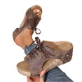 thumbnail image 3 of HTHLVMD Sandales Compensées en Liège avec Décor de Rivets pour Femmes, Sandales Orthopédiques Confortables pour Femmes, Été, Marron 6.5, 3 of 7