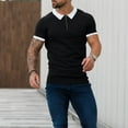 thumbnail image 5 of Mens Polo Shirts Muscle Turn Down Collar Slim Fit Short Sleeve Color Block Golfs Zipper Soft Tees Activewear, 5 of 6