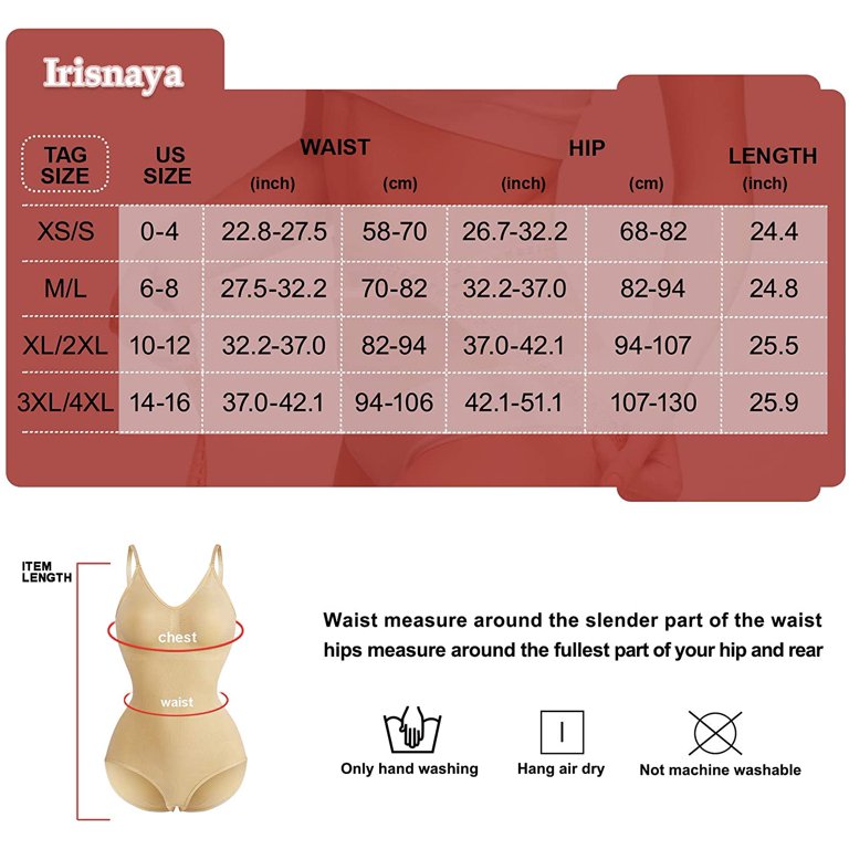 Irisnaya Women's Shapewear Slimming Bodysuits Tops Tummy Control Body  Shaper Spaghetti Strap Camisole Leotards Bodycon Jumpsuit(Beige 3XL-4XL)