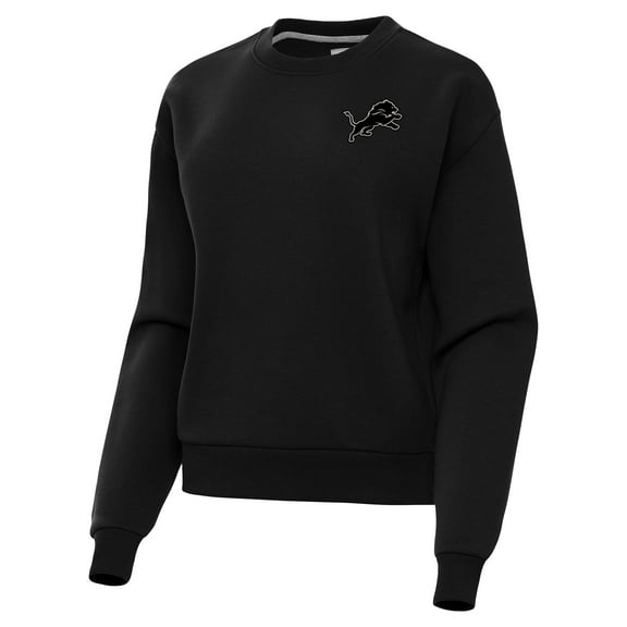 Women's Antigua Black Detroit Lions Victory Pullover Sweatshirt