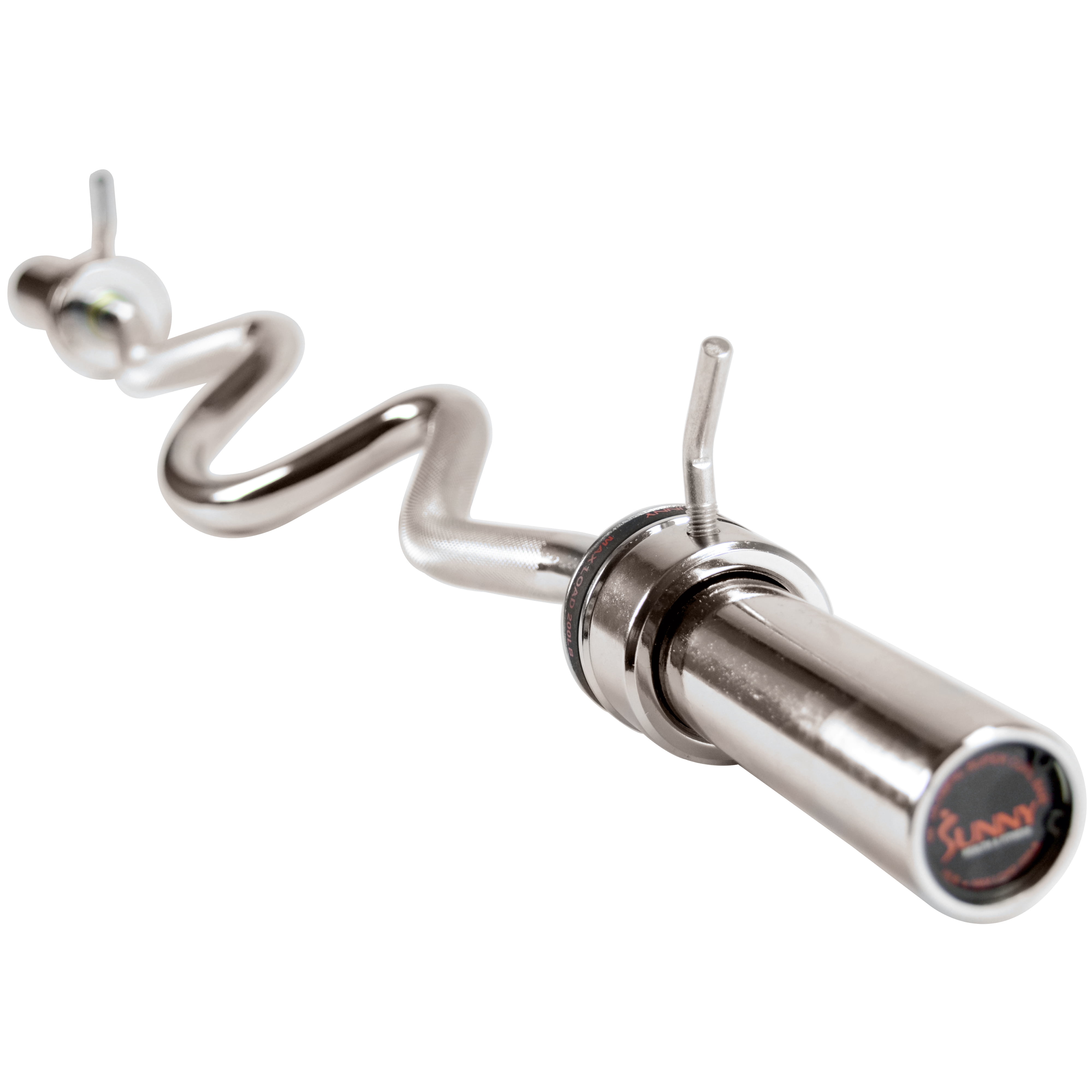 Sunny Health & Fitness Olympic 48" Curl Bar with Ring Collars for Strength Training, Weightlifting, and Home Exercise, OB-48