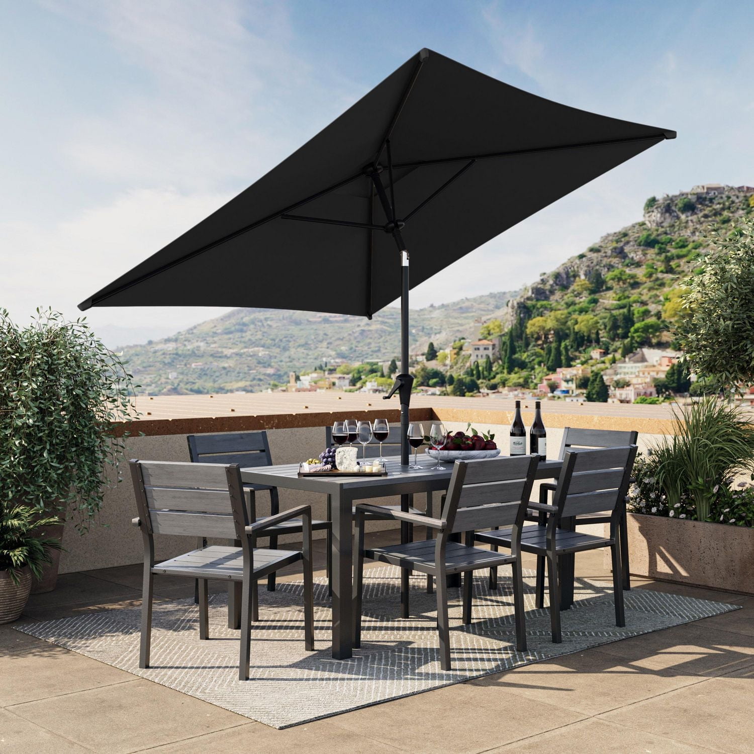 Parasol d'extérieur inclinable en tissu durable de 2 m x 2 m avec cadre en acier CorLiving