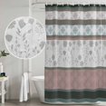 thumbnail image 5 of Grey Stripes Abstract Shower Curtain, Waterproof Shower Curtains for Bathroom, Geometric Spring Flowers Country Washable Fabric Bathtub Curtain Set Bath Decor with 12 Hooks Stall 36"x72", 5 of 8