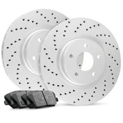 R1 Concepts Front Brakes and Rotors Kit |Front Brake Pads| Brake Rotors and Pads| Ceramic Brake Pads and Rotors |Hardware Kit |fits 2008-2013 Nissan Rogue, 2014-2015 Nissan Rogue Select