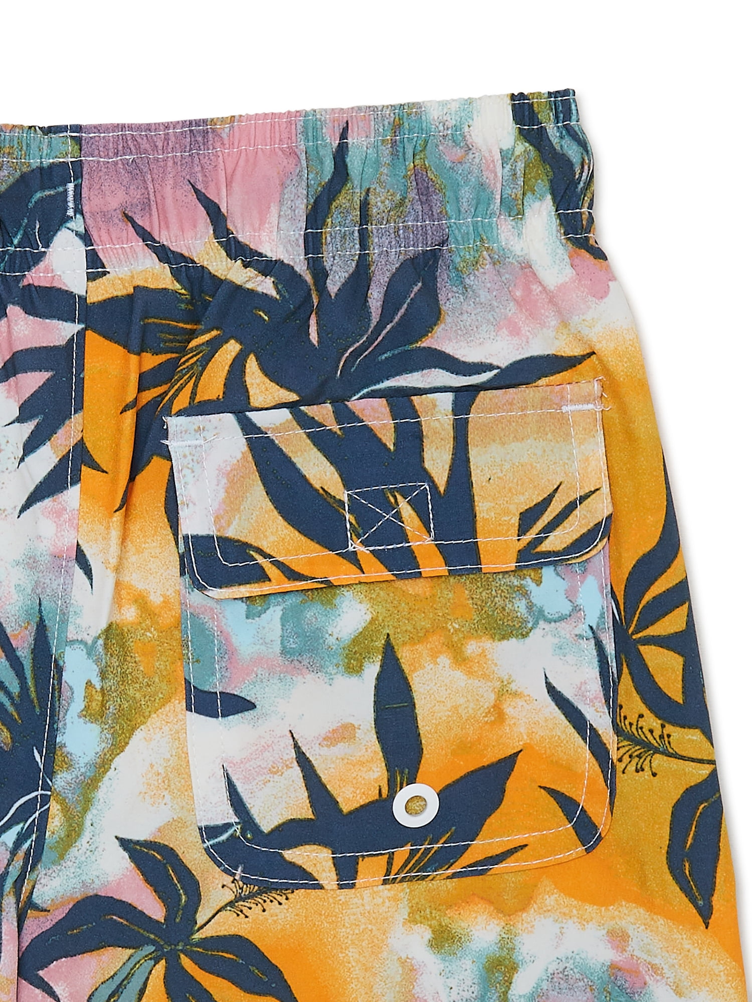 Wonder Nation Boy's Quick Dry Palm Print Swim Trunks, Sizes 4-18 & Husky