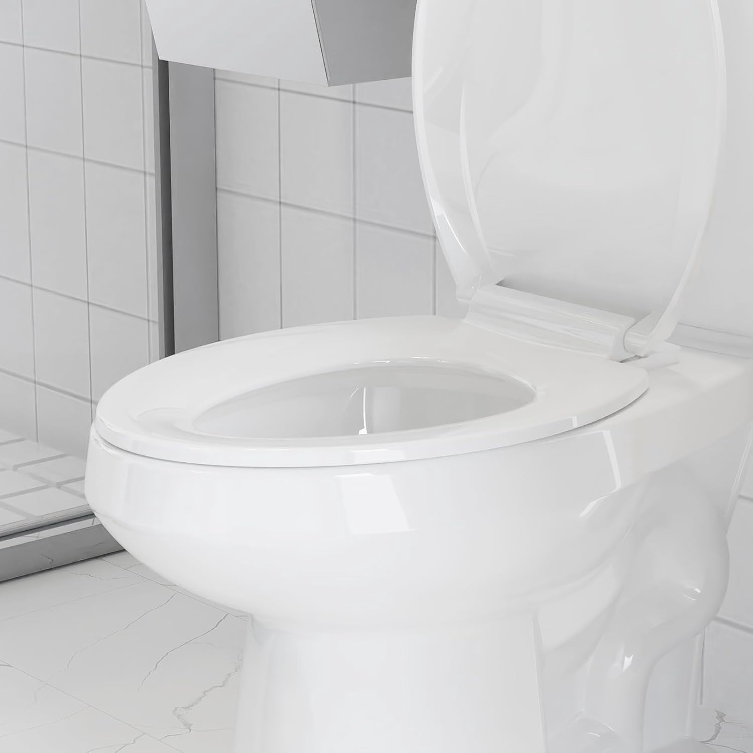 Toilet Seat, Elongated Toilet Seat with Quick-Release And Quick-Attach, Plastic Toilet Seat with Soft Close, Never Loosen, Easy Install and clean - White