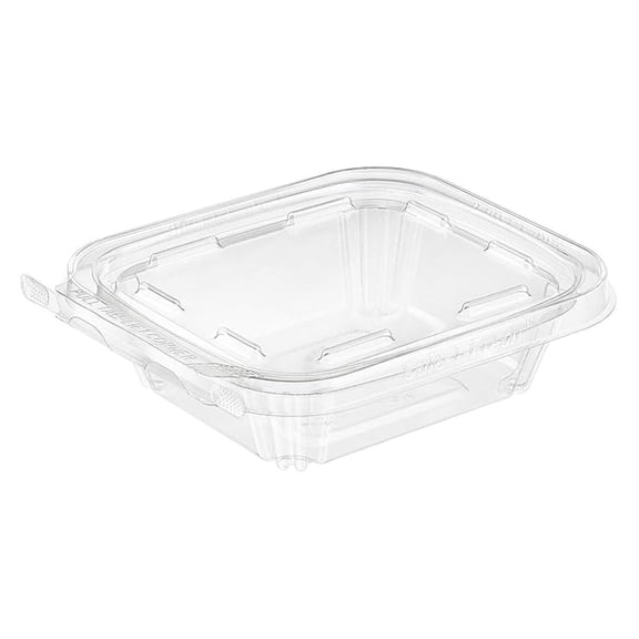 Safe T Tamper Evident 8 OZ Plastic Clear Hinged Container with Hanger/Case of 240