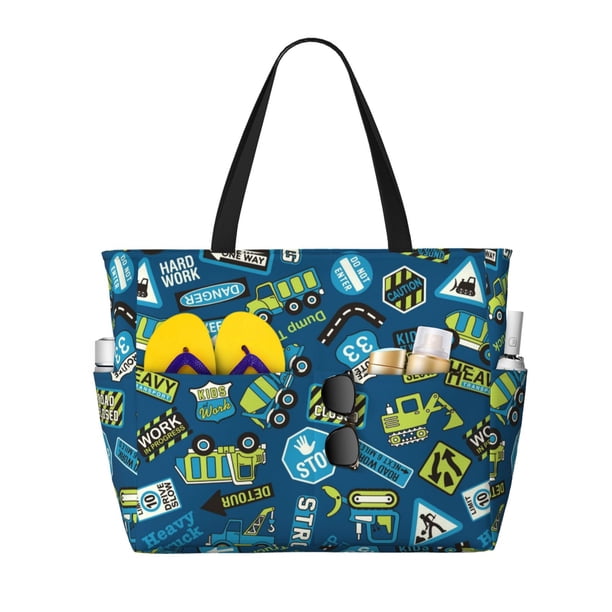 Fotbe Dump Truck Bolsa de Viaje para Playa - Resistente al Agua, Bolsa Tote de Gran Capacidad y Ligera con 7 Bolsillos para Mujeres y Hombres