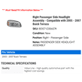 thumbnail image 2 of Right Passenger Side Headlight Assembly - Compatible with 2005 - 2007 Buick Terraza 2006, 2 of 2