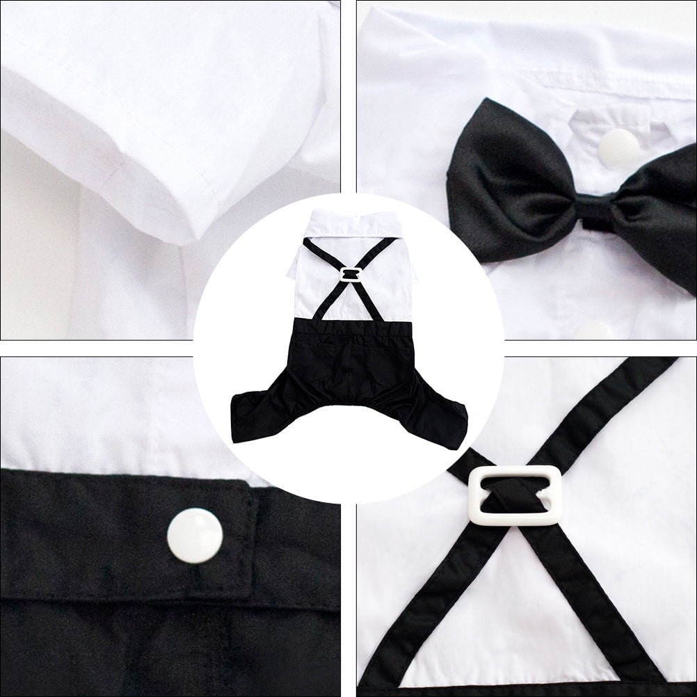 Toyandona White Pet Wedding Suit with Bow Tie Elegant and Comfortable Formal Wear for Dogs and Cats at Special Events and Parties