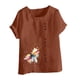 thumbnail image 3 of Xuyuer Womens Linen Tops 2026 Summer Short Sleeve Shirts Loose Crewneck Casual Boho Tops Vintage Embroidered Blouses Loose Short Sleeves, Fashion Blouses for Women, 3 of 5
