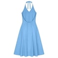 thumbnail image 4 of Gamivast Dresses for Women Linen Halter V-Neck Sleeveless Maxi Dress with Pockets Casual Loose Fit Button Front Summer Beach Vacation Dress Blue XXL, 4 of 7