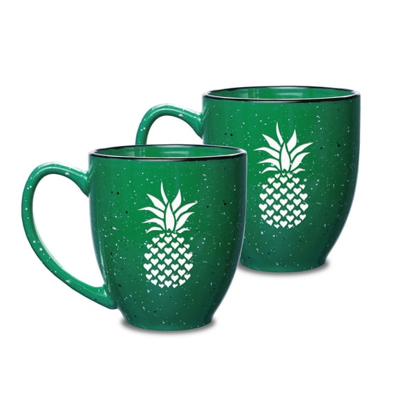 Pineapple 15 oz Green Bistro Mug - Set of 2