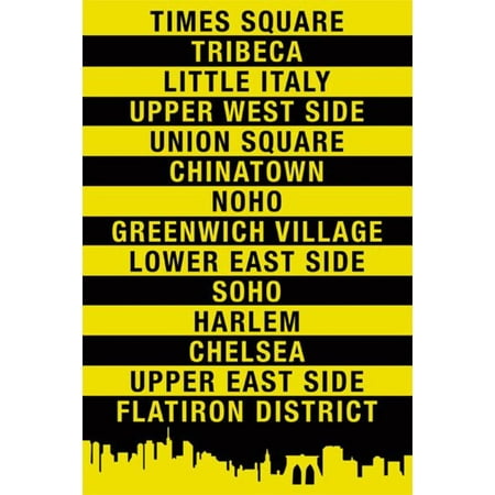 NYC Location Signs New York City Neighborhoods List Travel Poster - 24x36 (Best Nyc Neighborhoods To Walk Around)