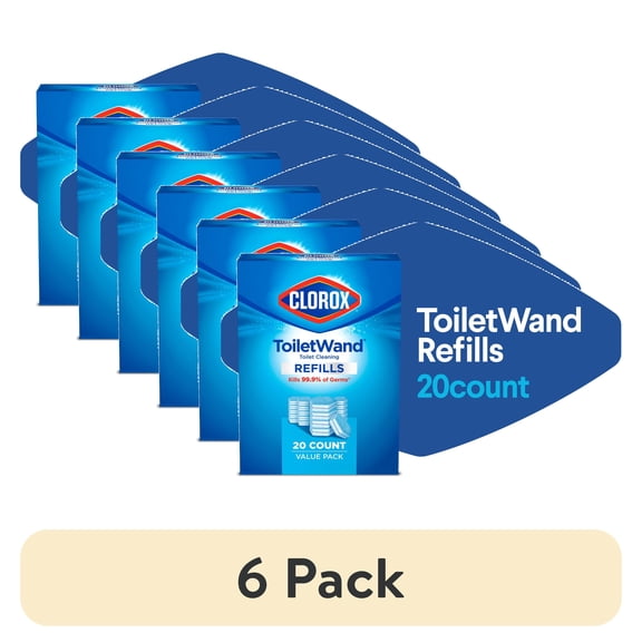 (6 pack) Clorox ToiletWand Disinfecting Brush Refills, Toilet Bowl Cleaner Disposable Wand Heads, 20 Count