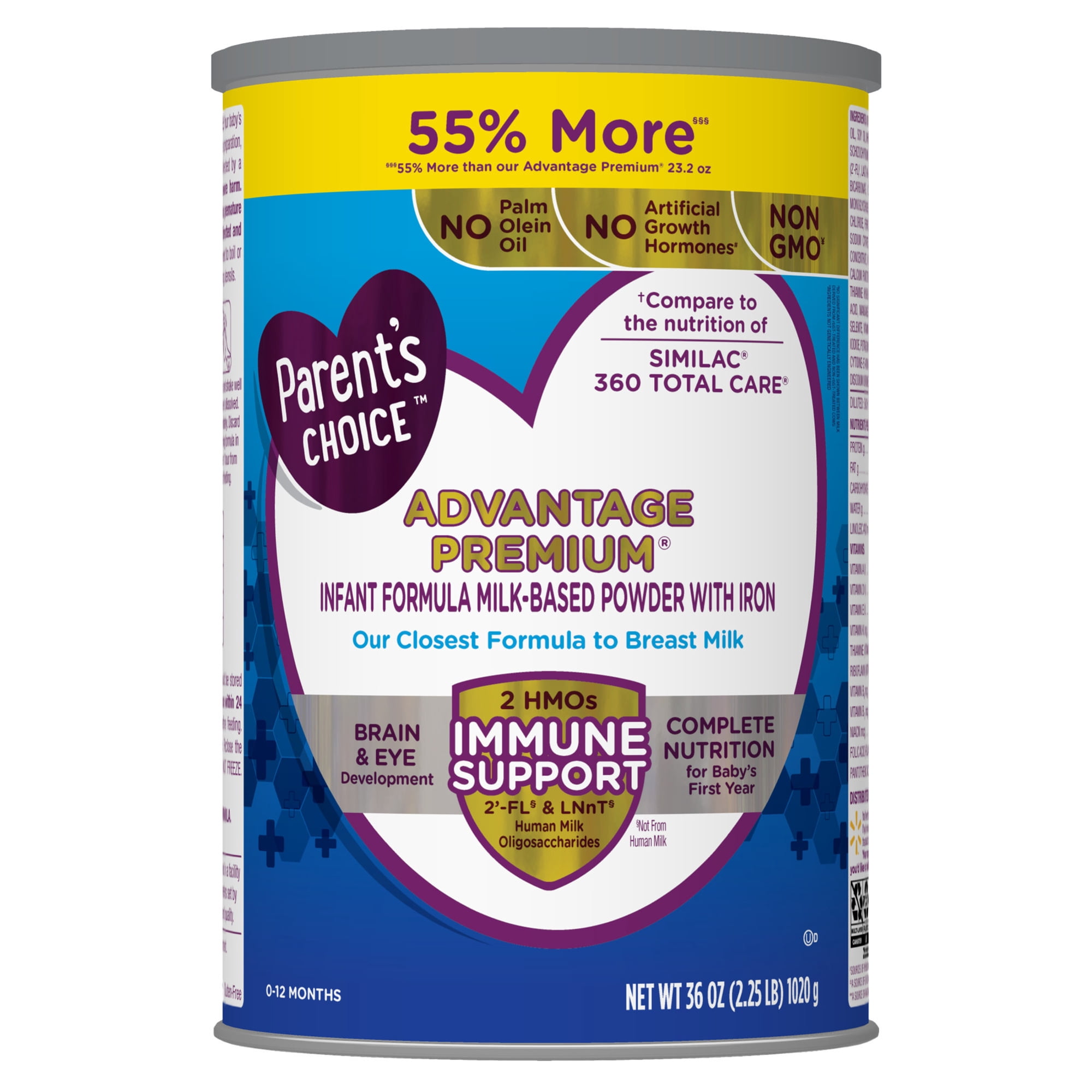 Advantage Premium® Baby Formula Powder with Iron, Dual HMOs for Immune Support and Digestive Health, Non-GMO, 36 Oz