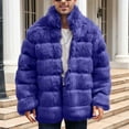 thumbnail image 2 of HOOMEUMY Mens Faux Fur Jacket Padded Design Casual Workout Long Sleeve Clothes Fashion 2025 Trendy Classic Solid Coat Stand Collar Jacket Blue XXL, 2 of 5