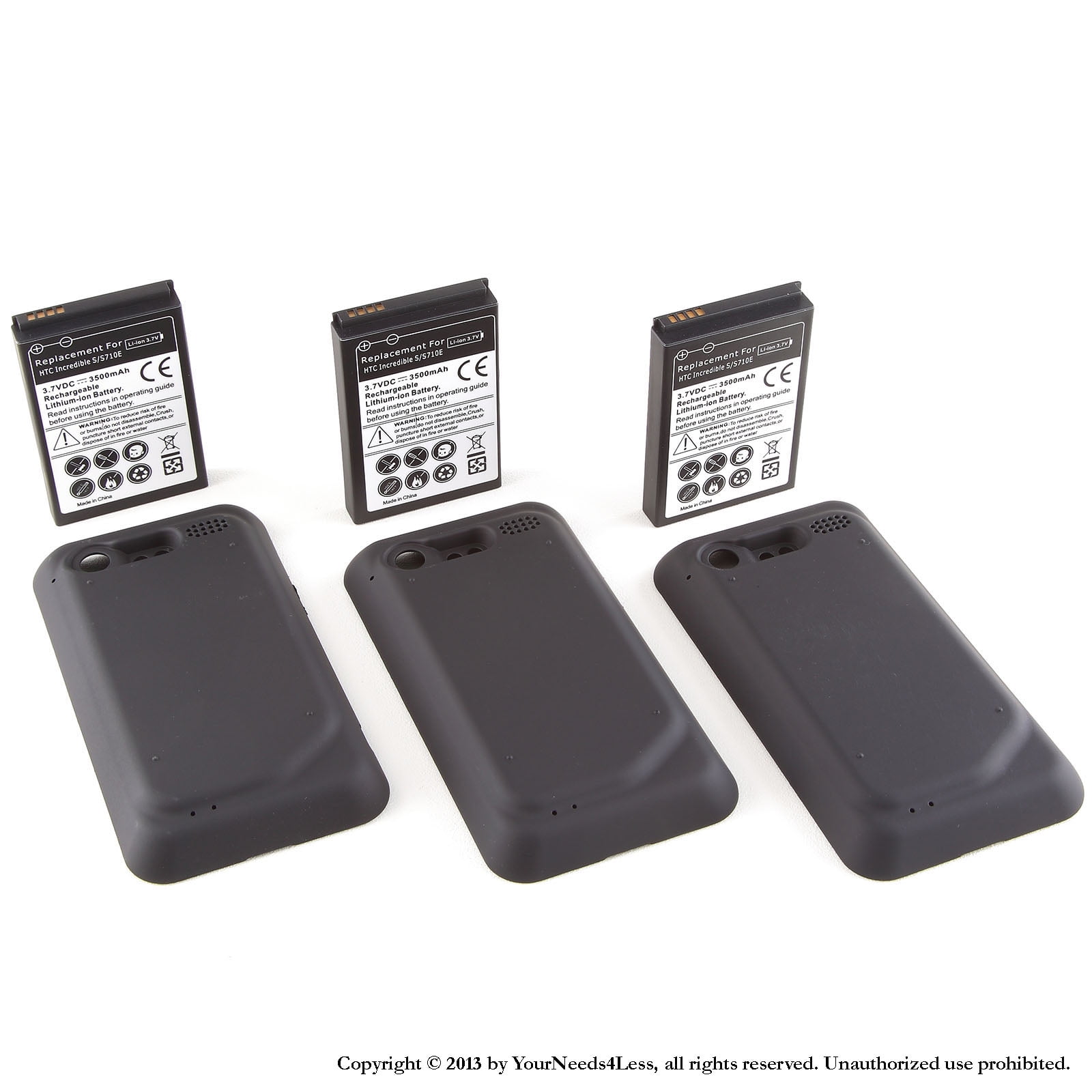 YN4L® 3 X 3500mAh Extended Batteries for HTC Incredible 2 II S; S710E with  Black Extended Back Cover - Walmart.com