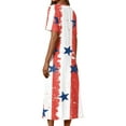 thumbnail image 2 of Hawaiian Dresses For Women, American Flag T Shirt Long Dresses Casual Cotton 4Th Of July Patriotic Short Sleeve Round Neck Pocket Dress Red Satin Dress Formal Dresses Short (XL, Red) ZMTing, 2 of 4