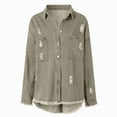 thumbnail image 6 of Towmus Jacket for Women Oversized Boyfriend Jean Jacket Button Up Frayed Hem Shacket Distressed Ripped Denim Jackets, 6 of 7