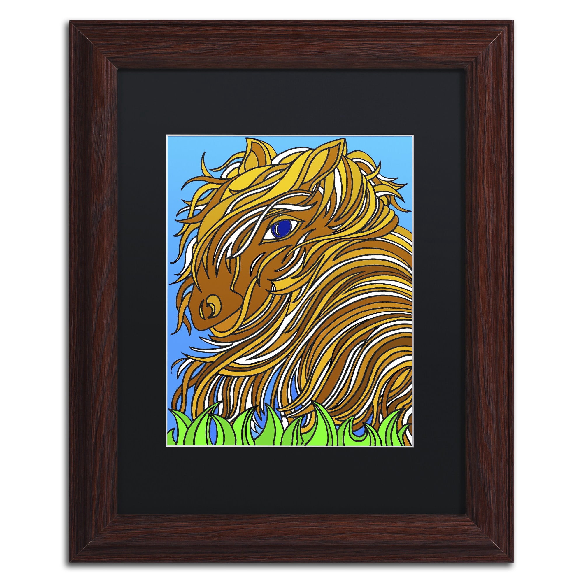 Trademark Fine Art "Harrington the Horse Alive" Canvas Art by Kathy G. Ahrens, Black Matte, Wood Frame