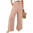thumbnail image 4 of BVOFAR Women's Side Hollow Cotton Linen Summer Pants Elastic Waist Drawstring Lightweight Trousers Solid Color Lounge Pants with Pockets 2025, 4 of 9