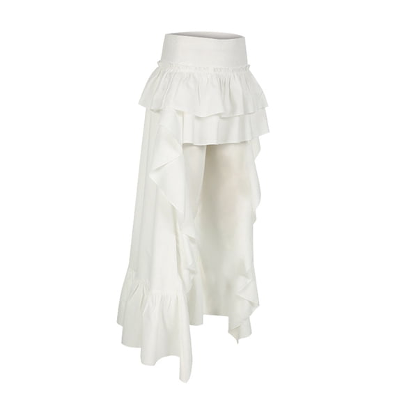 Ladies Personality Before Short After Long Design Pure White Skirt Fashion Low Waisted Short Skirts Skirt White S