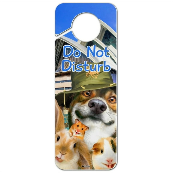 Sydney Opera House Australia Dog Rabbit Guinea Pig Plastic Door Knob Hanger Sign