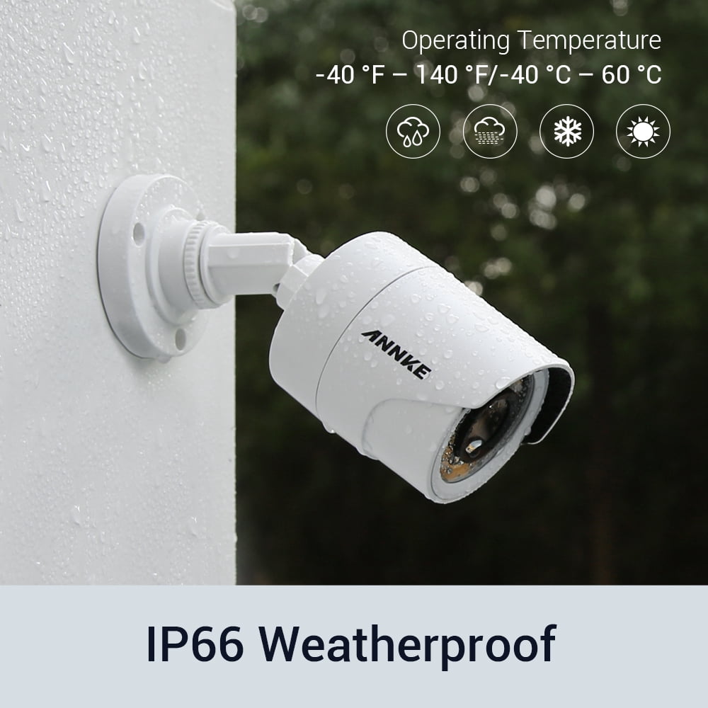 ANNKE 8CH 1080P Outdoor CCTV Video Home Security 8PCS White Bullet Weatherproof Camera System Surveillance Kits With 1T Hard Drive Disk